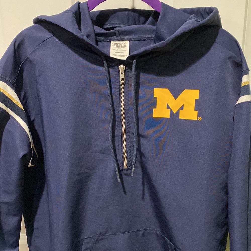 SOLD eB Univ Of Michigan Wolverines 1/4 Zip Pullover Jacket EUC - Picture 5 of 15